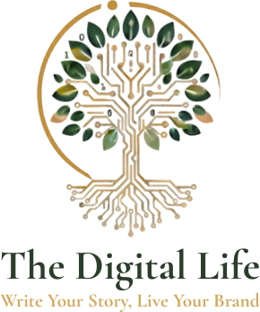 The Digital Life logo met een digitale boom die staat voor balans tussen technologie, werk en leven